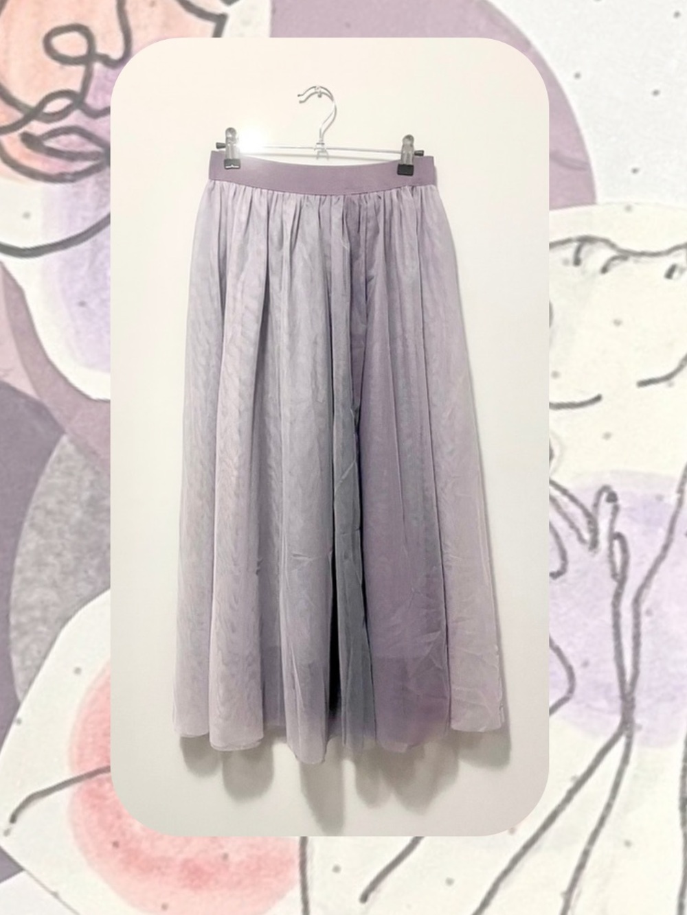 DAZY elegant lavender tulle lined maxi skirt with elasticize waistband